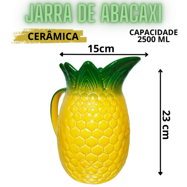 Jarra de Abacaxi em Cerâmica pintado à mão de 2,5 Litros - Imagem 4