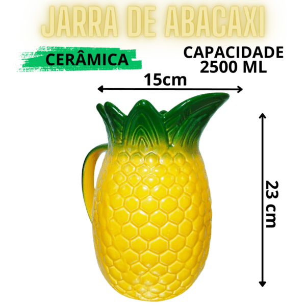 Jarra de Abacaxi em Cerâmica pintado à mão de 2,5 Litros - Imagem 5