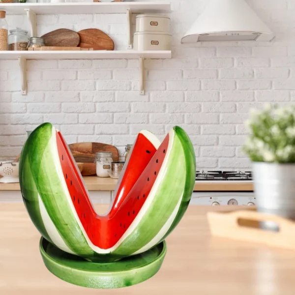 Centro de Mesa Enfeite Fruta Melância com Suporte em Cerâmica Decoração - Imagem 3