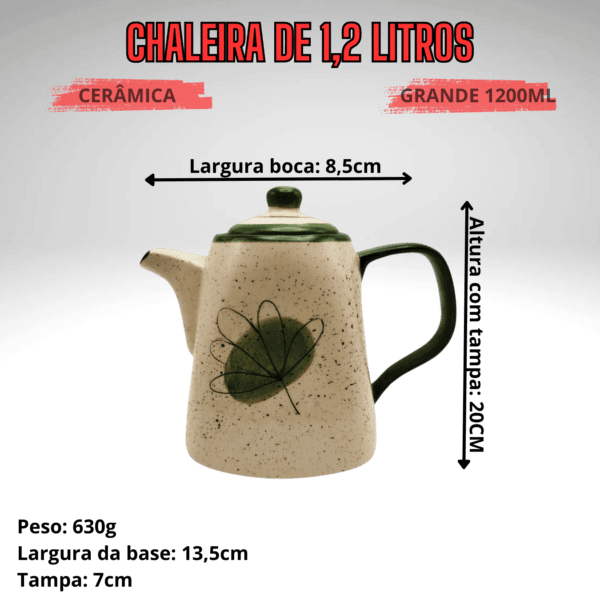 Jogo de 6 Xícaras de 200ml com Pires + 1 Chaleira VERDE - Imagem 4