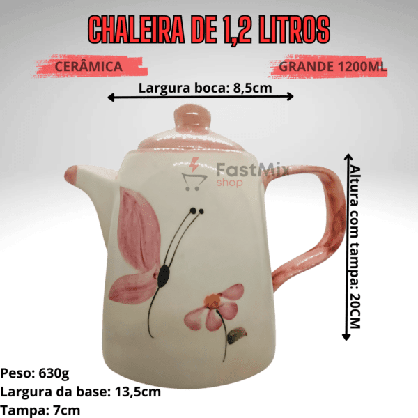 Jogo de 6 Xícaras de 200ml com Pires + 1 Chaleira BORBOLETA - Imagem 3