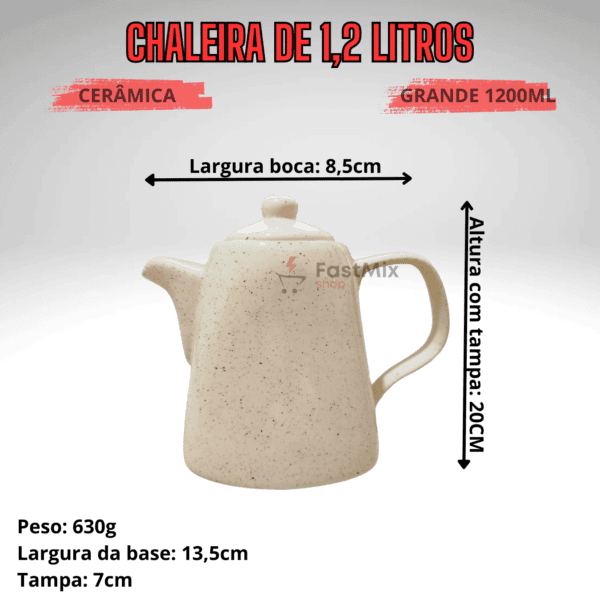 Jogo de 6 Xícaras de 200ml com Pires + 1 Chaleira BEGE - Imagem 3