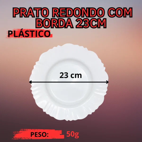 10 Pratos Vermelho Redondo Com Bordas Refeição Churrasco Festa Plástico - Imagem 4