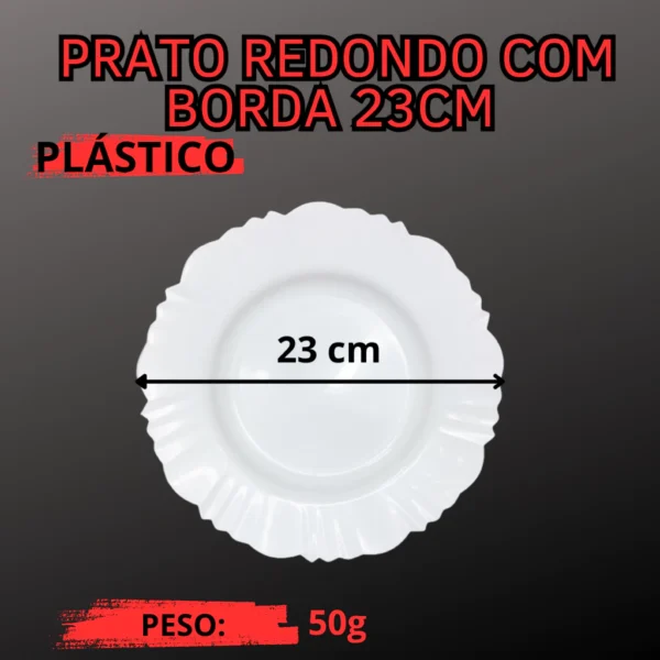 80 Pratos Redondo Com Bordas Refeição Churrasco Festa Plástico - Imagem 3