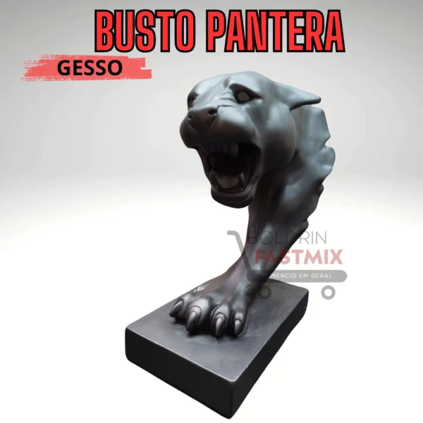 Busto Pantera Onça Leopardo Pantera Escultura Artística - Imagem 3