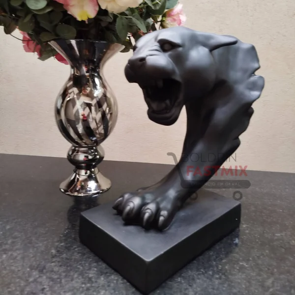 Busto Pantera Onça Leopardo Pantera Escultura Artística - Imagem 5