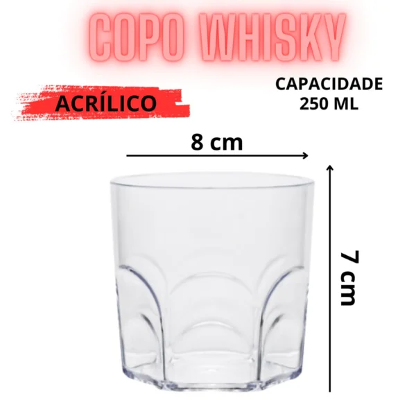 Kit 50 copos de whisky Acrílico Cristal Bares Lanchonetes 250ml - Imagem 5