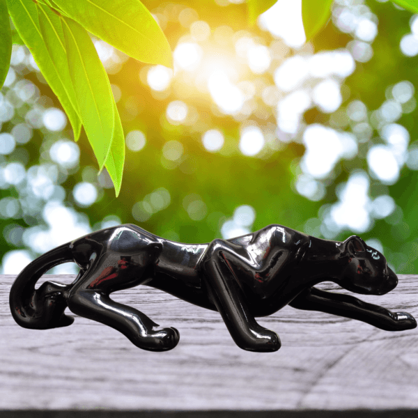 Pantera negra Leopardo Puma Estatua Cerâmica 60cm