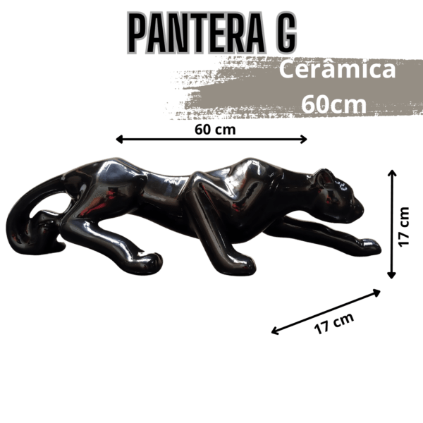 Pantera negra Leopardo Puma Estatua Cerâmica 60cm - Imagem 3