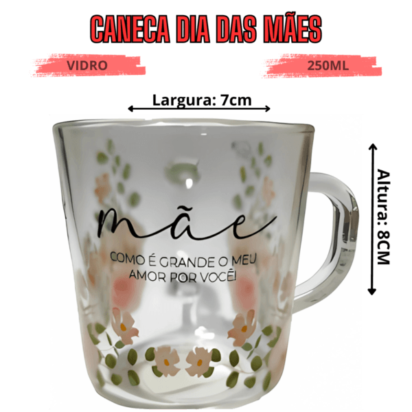 Kit 6 Canecas Xícaras dia das mães de vidro 250ml presente especial dia das mães - Imagem 7