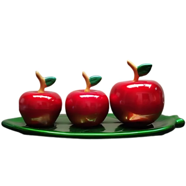 Fruteira Decorativa com 3 Maçã em Cerâmica Versátil Estilosa