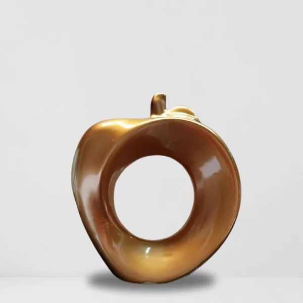 Maçã Vazada Grande Para Decoração em cerâmica - Dourado - Imagem 2