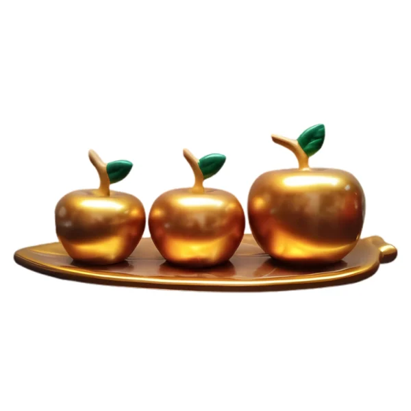 Fruteira Decorativa Maça em Cerâmica Sofisticação Elegância - DOURADA - Imagem 2