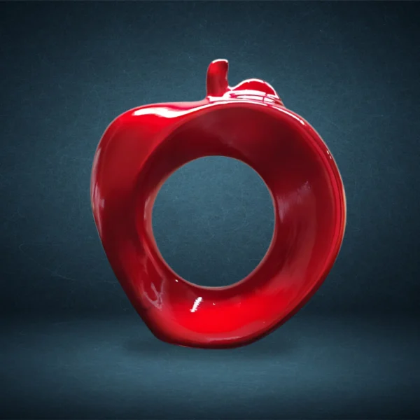 Maçã Vazada Grande Para Decoração em cerâmica - Vermelho - Imagem 2