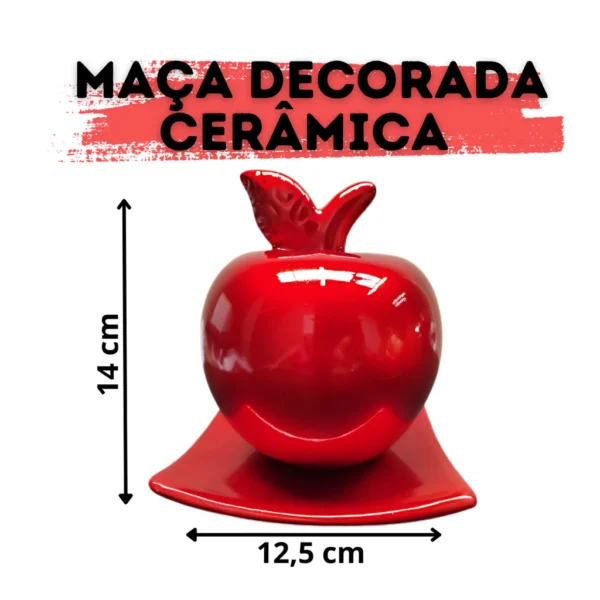 Fruta Cerâmica Maça Decorativa Cozinha Estilo Sofisticado - Imagem 2