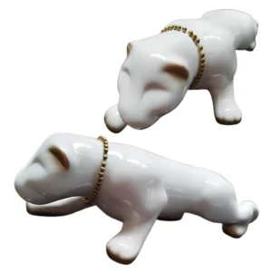 Escultura Pantera Elegância Selvagem para Ambientes Sofisticados 42cm - Branco com Dourado