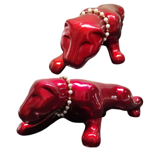 Escultura Pantera Elegância Selvagem para Ambientes Sofisticados 42cm - Vermelho