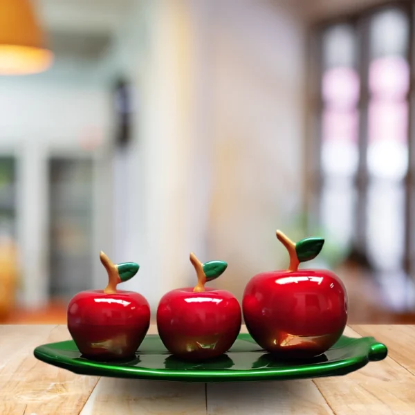 Fruteira Decorativa com 3 Maçã em Cerâmica Versátil Estilosa - Imagem 5