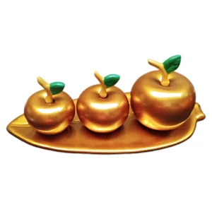 Fruteira Decorativa Maça em Cerâmica Sofisticação Elegância - DOURADA