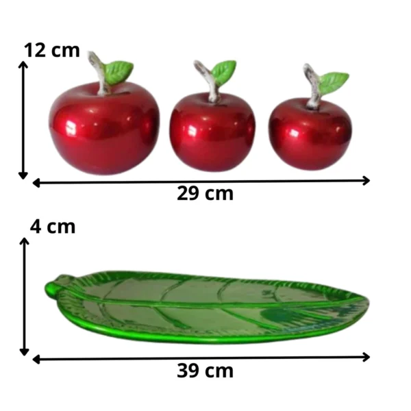 Fruteira Decorativa com 3 Maçã em Cerâmica Versátil Estilosa - Imagem 2