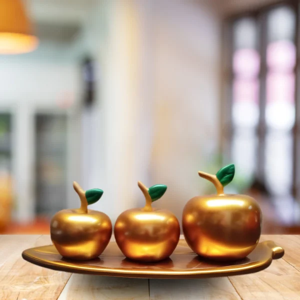 Fruteira Decorativa Maça em Cerâmica Sofisticação Elegância - DOURADA - Imagem 5
