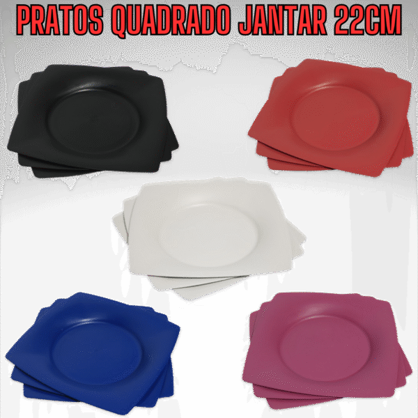 80 Pratos Quadrado Jantar Refeição Churrasco Festa Plástico - Imagem 9
