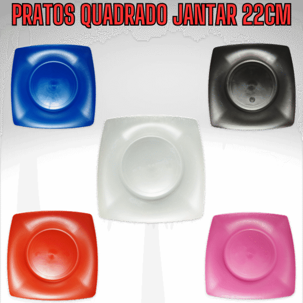 80 Pratos Quadrado Jantar Refeição Churrasco Festa Plástico - Imagem 12