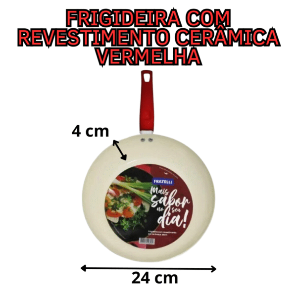 Frigideira Com Revestimento Cerâmica Vermelha 24 Cm Sofisticação - Imagem 4