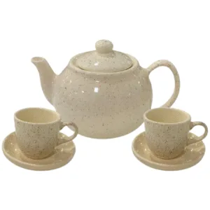 Jogo de Chá com 1 Bule e 2 Xícaras de 70ml com pires - Chapiscado