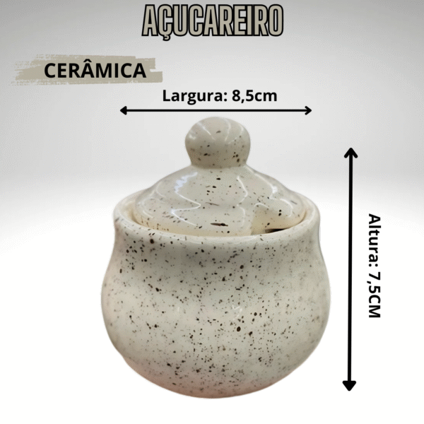 Açucareiro Redondo Pintado á Mão de Cerâmica - Chapiscado - Imagem 2