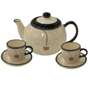 Jogo de Chá com 1 Bule e 2 Xícaras de 70ml com pires - Preto