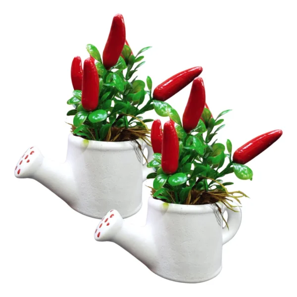 Kit 2 Vasos Regador Mini Com Pimenta Cachepô Planta Plástico Rústico e acolhedor - Imagem 4