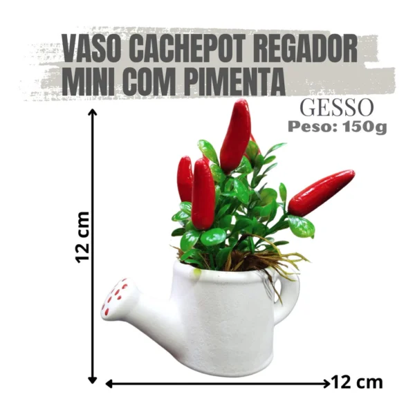 Kit 2 Vasos Regador Mini Com Pimenta Cachepô Planta Plástico Rústico e acolhedor - Imagem 3