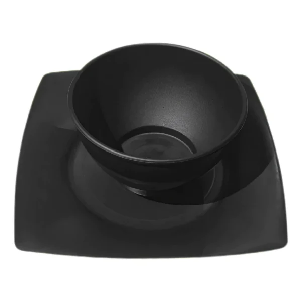 Kit 10 Pratos Quadrados Refeição + 10 Cumbucas 700ml Plástico Preto - Imagem 8