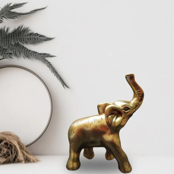 Elefante Dourado Com Tromba Para Cima Decoração - Imagem 3