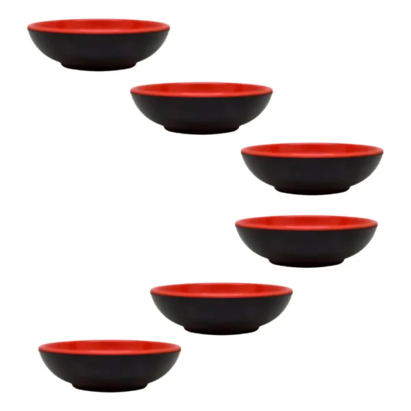 Kit Com 6 Molheiras Pequenas Para Shoyu Melamina Vermelha - Imagem 5