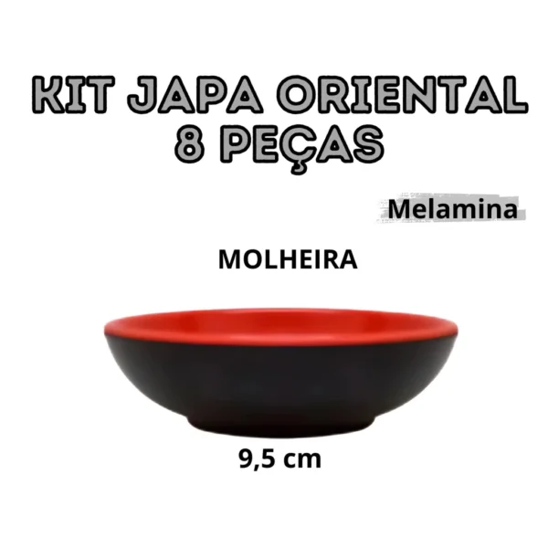 Kit Oriental 8 Peças em Melamina Tigelas Pratos e Molheiras Funcional - Imagem 6