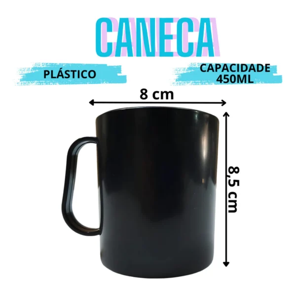 Kit 10 Pratos Quadrado E 10 Caneca 450ml Preto - Prato de Jantar + Caneca Escolar - Imagem 2