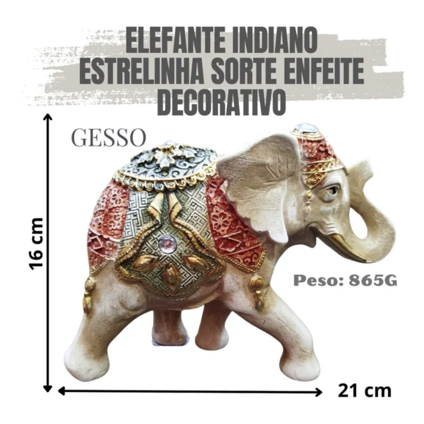 Elefante Indiano Estrelinha Sorte Enfeite Decorativo 16cm - Imagem 6