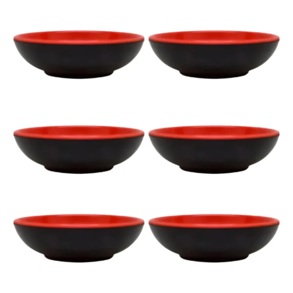 Kit Com 6 Molheiras Pequenas Para Shoyu Melamina Vermelha