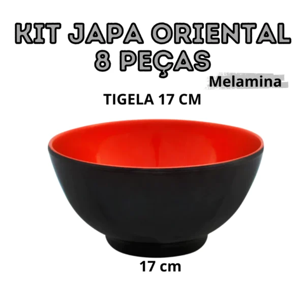 Kit Oriental 8 Peças em Melamina Tigelas Pratos e Molheiras Funcional - Imagem 8