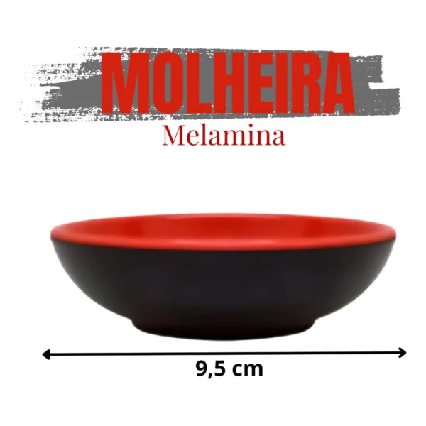 Kit Com 6 Molheiras Pequenas Para Shoyu Melamina Vermelha - Imagem 4
