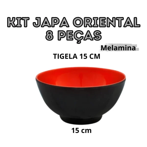 Kit Oriental 8 Peças em Melamina Tigelas Pratos e Molheiras Funcional - Imagem 7