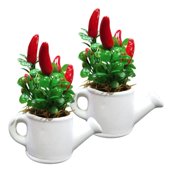 Kit 2 Vasos Regador Mini Com Pimenta Cachepô Planta Plástico Rústico e acolhedor