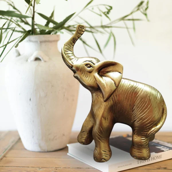 Elefante Dourado Com Tromba Para Cima Decoração - Imagem 4