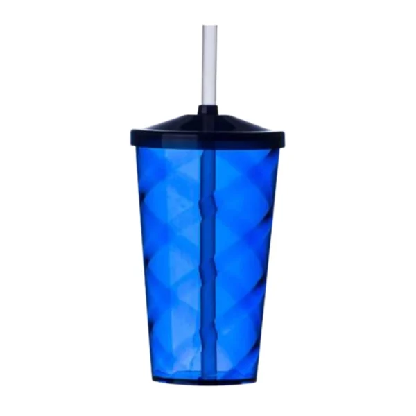 Kit 20 Copos Twister Acrílico PS Com Tampa Preta e Canudo Estilo Praticidade 450ml - Imagem 2