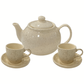 Jogo de Chá com 1 Bule e 2 Xícaras de 70ml com pires - Chapiscado