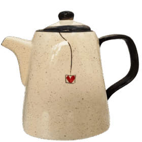 Chaleira Grande com tampa em Cerâmica pintado a mão - Chamuscado