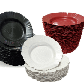 80 Pratos Redondo Com Bordas Refeição Churrasco Festa Plástico