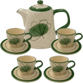 Jogo com 4 Xicaras exclusivo de 200ml + 1 Chaleira VERDE